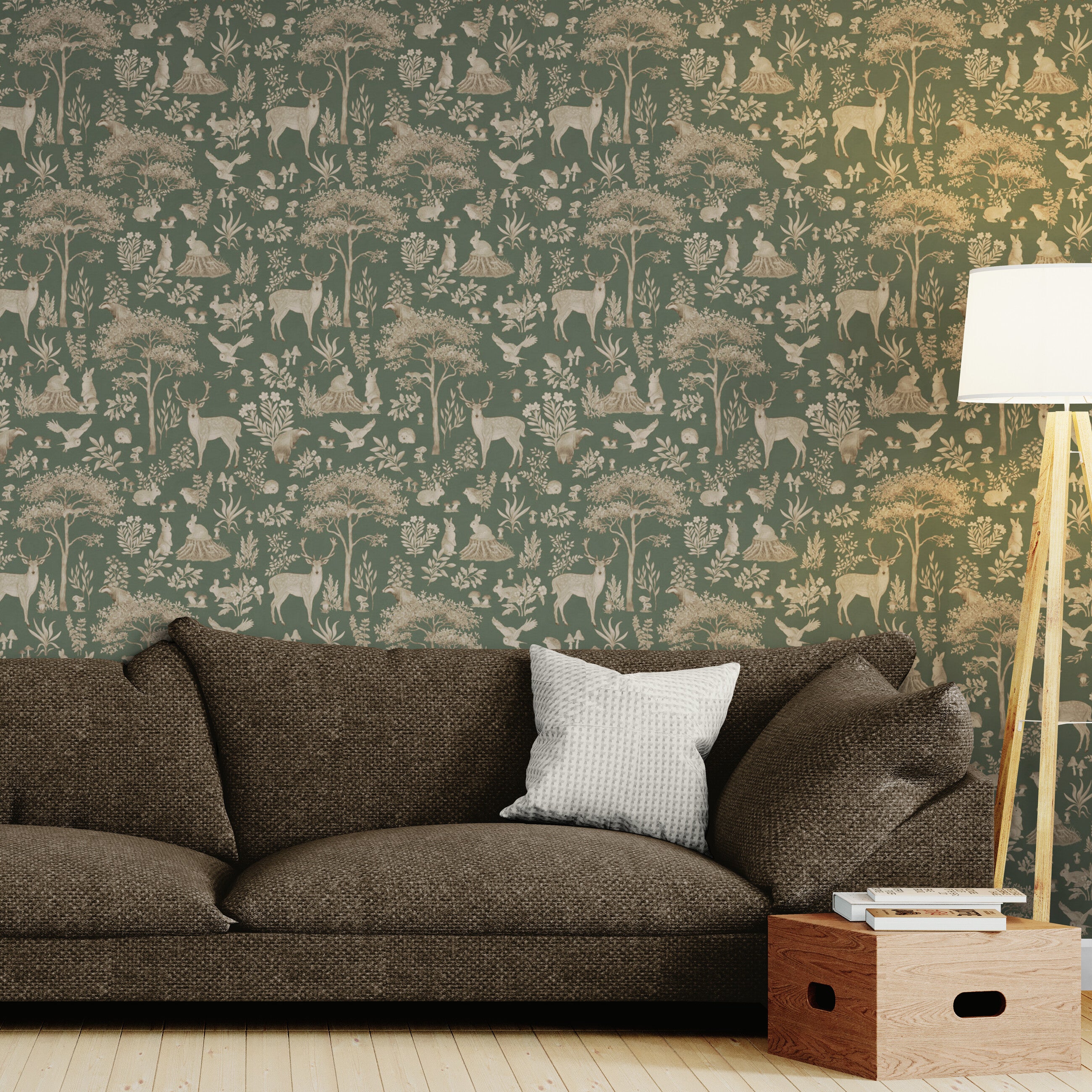 GDSE3273 Fantastic Forest Wallpaper Premium Peel and Stick Material 26in Wide x 9 ft. Vintage Green