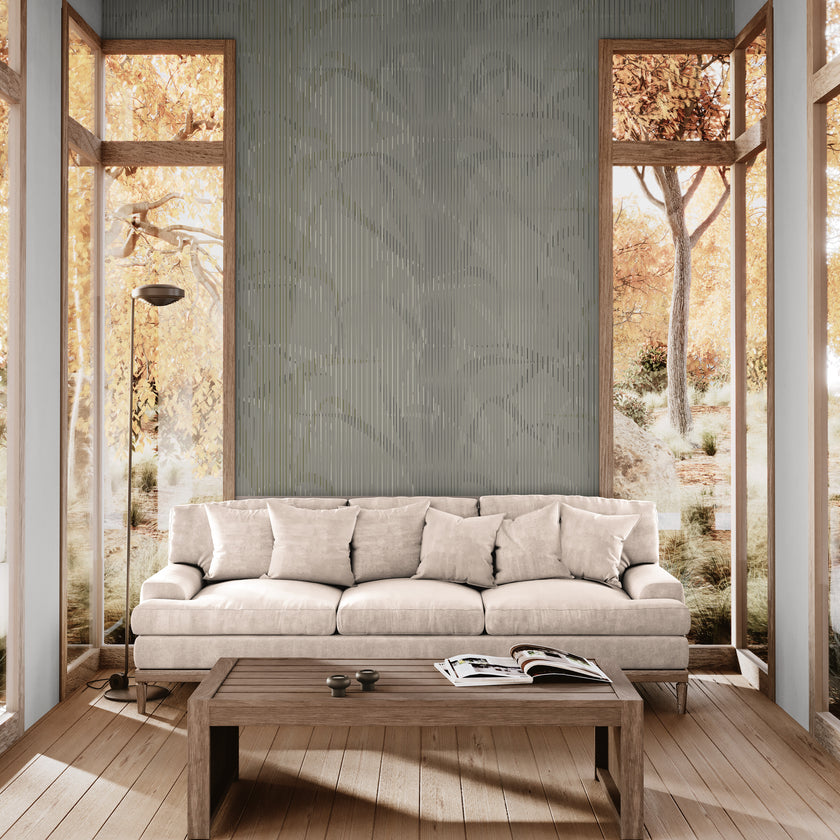 GE0020 Lenticular Foliage Endless Murals Dark Gary Brown