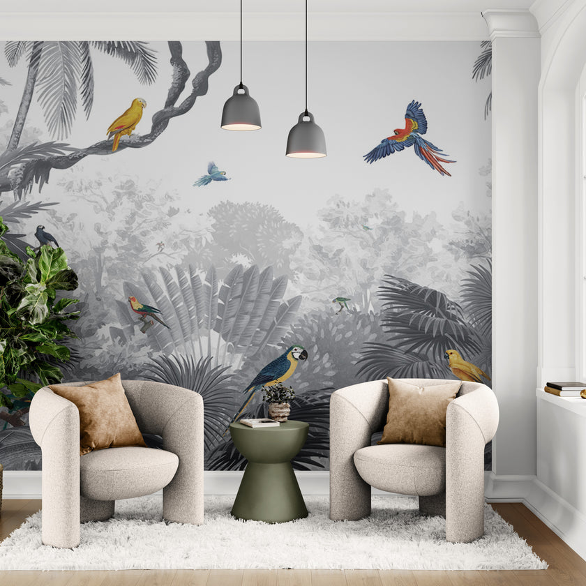 GDSE3030 Canopy Jungle Wallpaper Mural Premium Peel and Stick Material 26in Wide x 9 ft. Gray