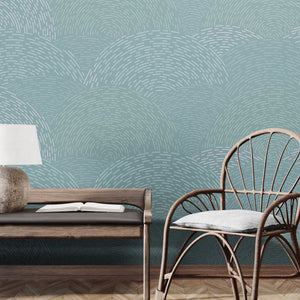 GE0003 Radial Escape Grace & Gardenia Endless Mural Teal
