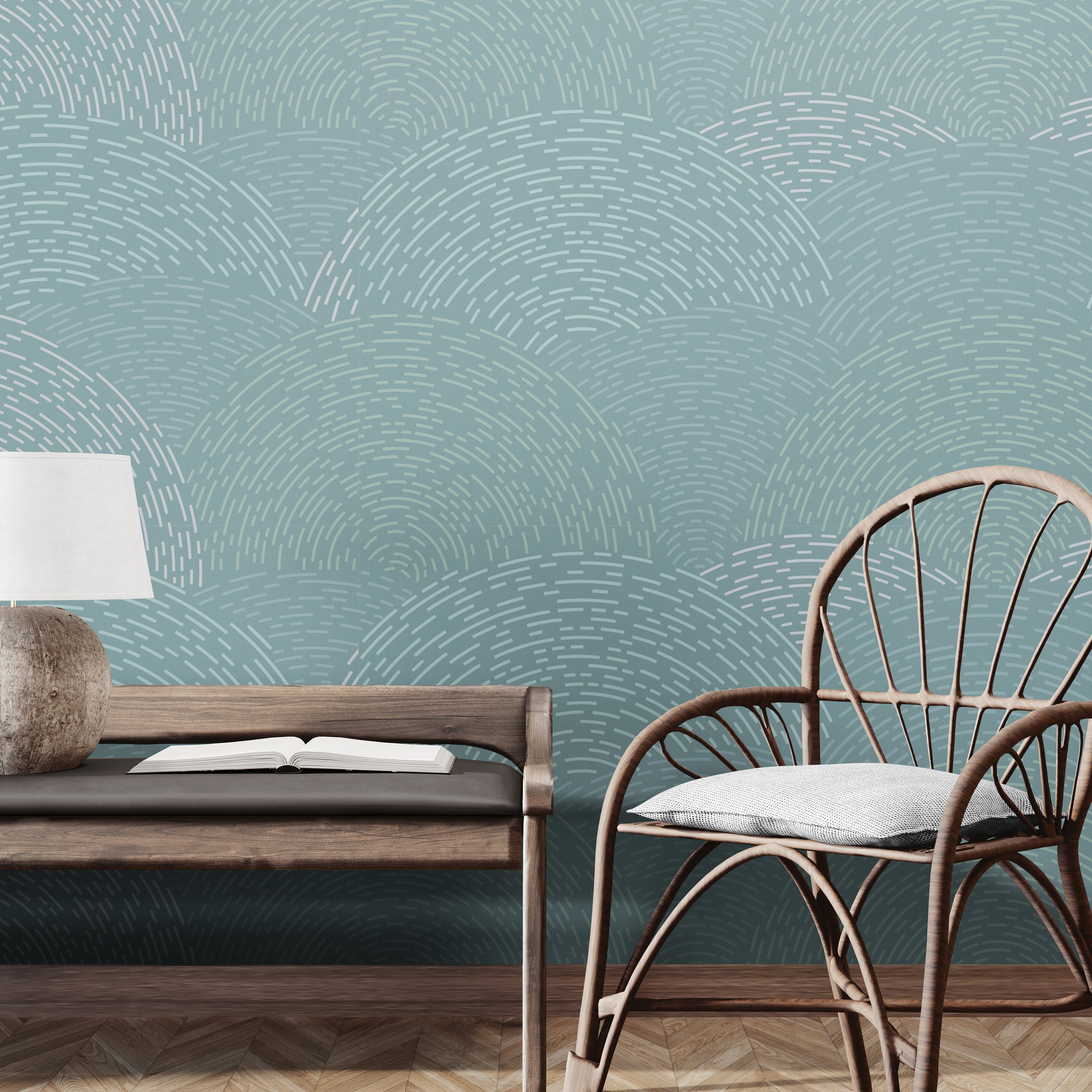 GE0003 Radial Escape Endless Murals Teal