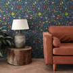 GP5010 Folk Florals Wallpaper Panels in Multi-Color Blue