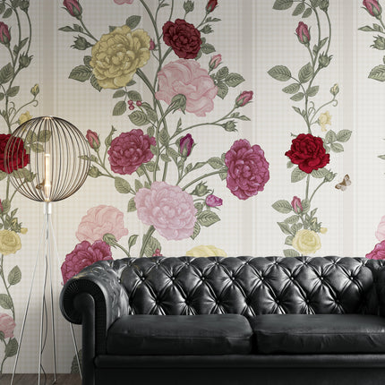 GE5082 Rose Bush Stripe Endless Murals Beige
