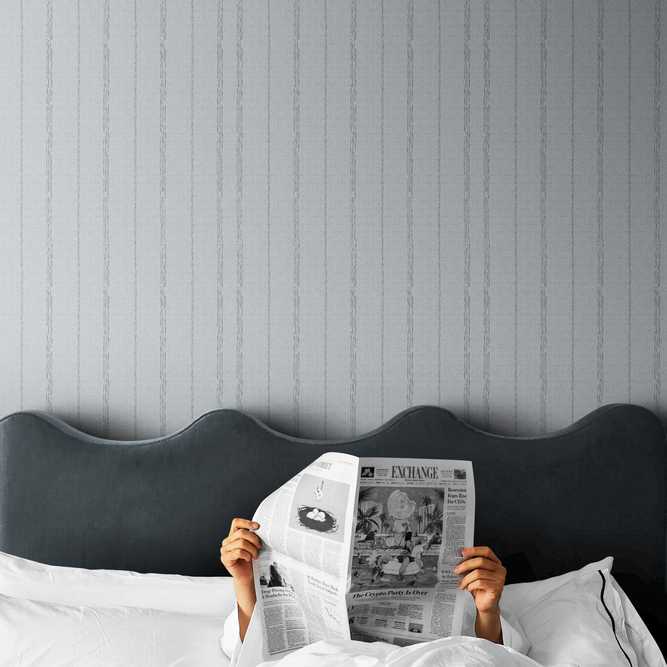 GP6010 Dot and Drift Stripe Premium Peel and Stick Wallpaper Panel 26 Wide x 6 Ft High in Muted Blue