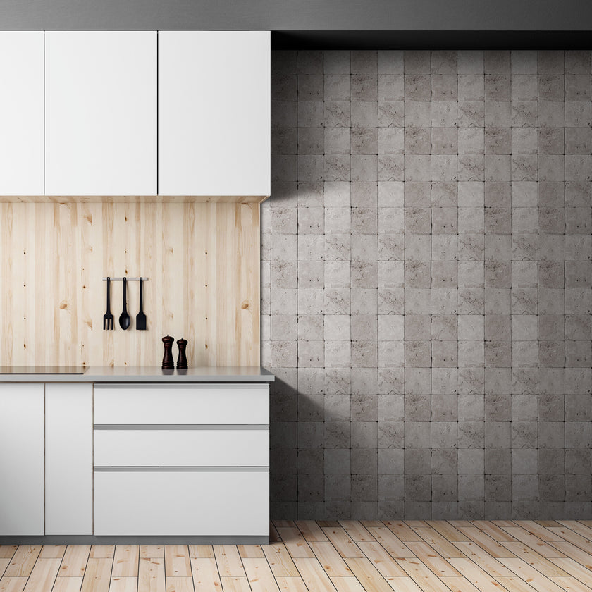 GW7122 Square tumbled Stone Wallpaper Roll 19 inch Wide x 18 ft. Long in Gray