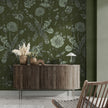 GE5073 Vintage Stripe Botanical Endless Murals Dark Olive Green