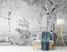 GDSE3020 Bear King Wallpaper Mural Premium Peel and Stick Material 26in Wide x 9 ft. Black White Gray