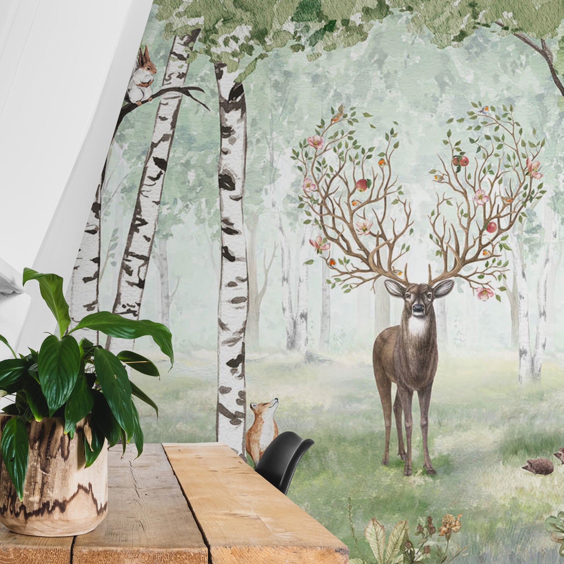 GDSE3001 Amazing Antlers Summer Wallpaper Mural, Premium Peel and Stick Material 26in Wide x 9 ft. Multi-colored