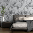 GE5112 Large Tropical Herbage Endless Murals Gray Black