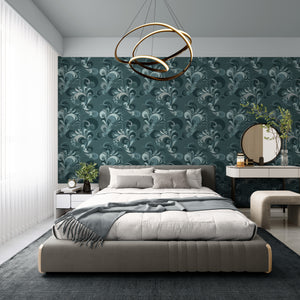 GDM0022 Marina Makaron Designs Paisley in Teal Wallpaper Panel 26 inch Wide x 6ft, 9ft, and 12ft Long