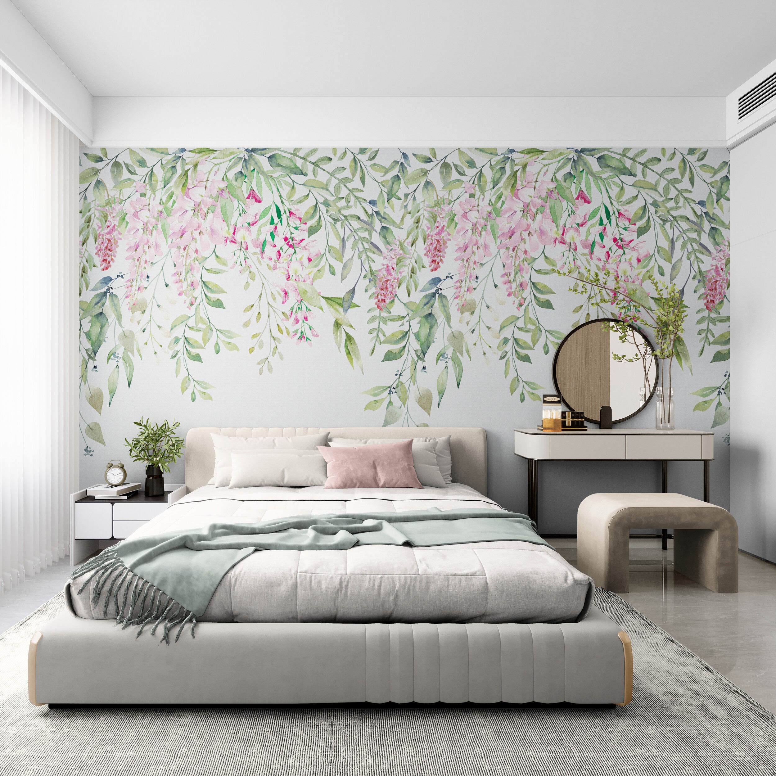 GE5120 Lush Wisteria Endless Mural (3) 26in wide panels x 108in Height Pink Green