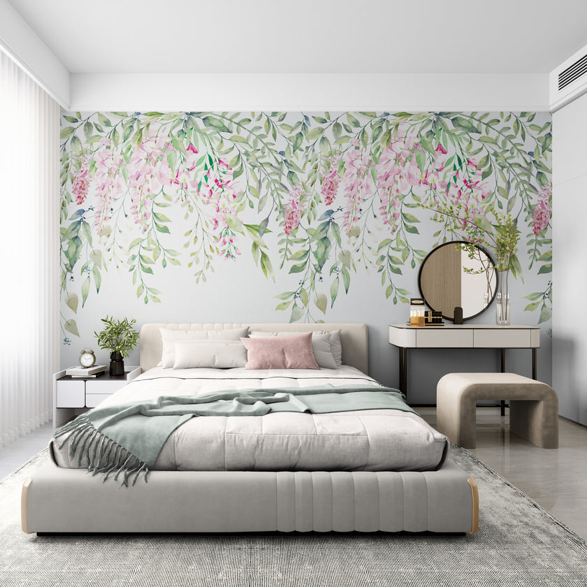 GE5120 Lush Wisteria Endless Mural (3) 26in wide panels x 108in Height Pink Green