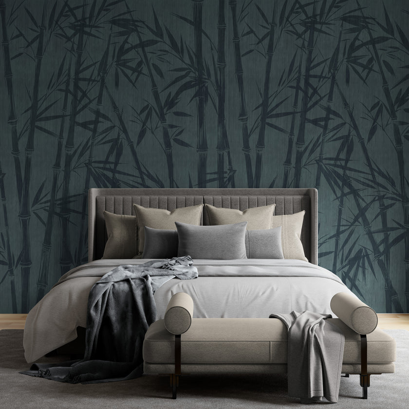 GE5100 Bamboo Serenity Endless Murals in Dark Teal