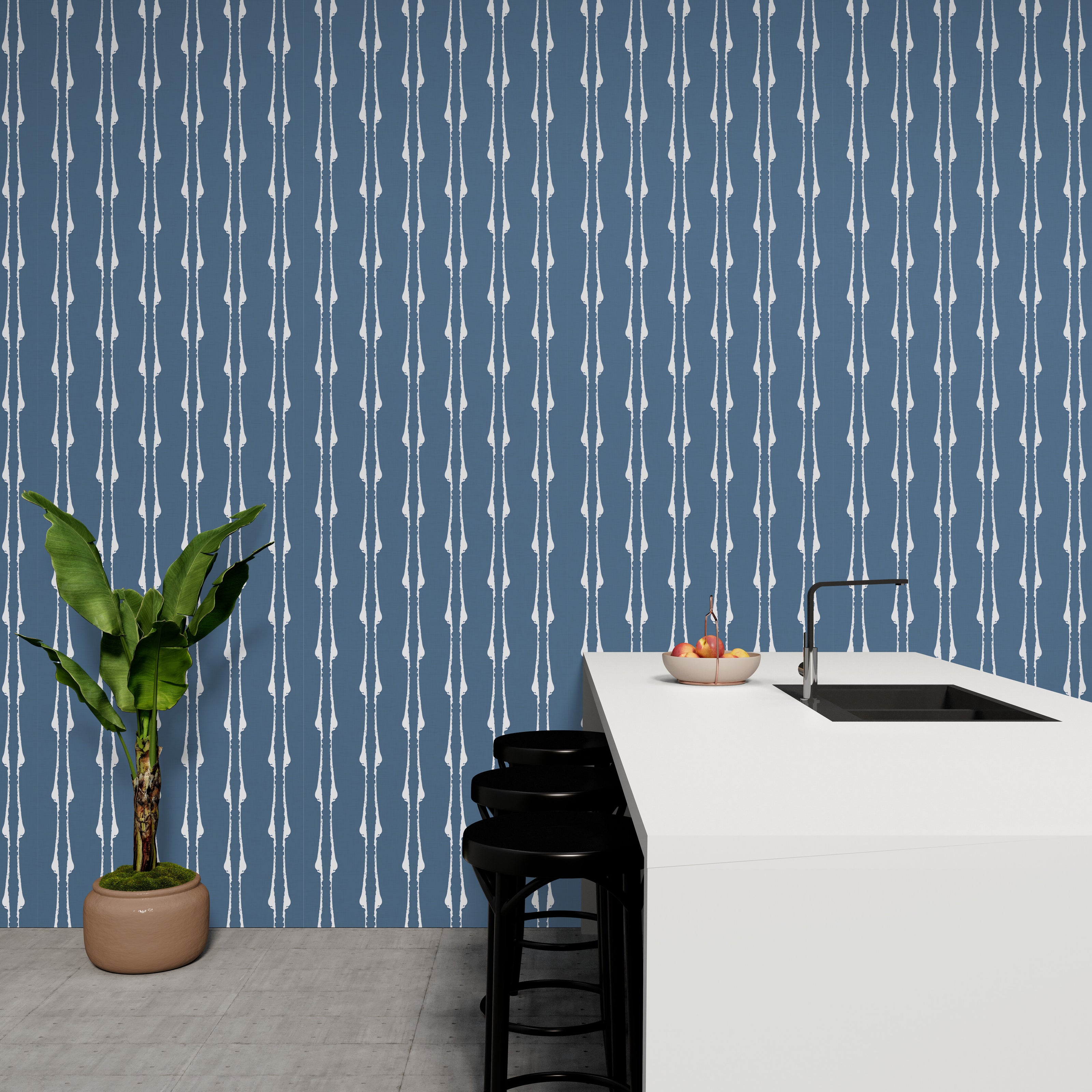 GDP6003 Twisted Twig Premium Peel and Stick Wallpaper Panel 6 Ft High x 26 Wide in Muted Navy