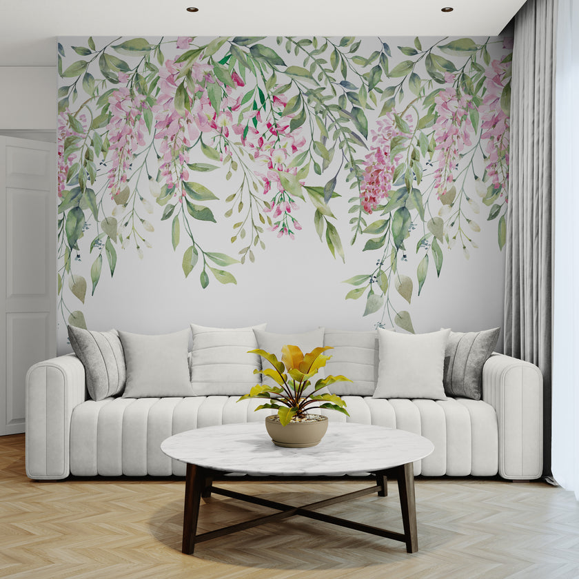 GE5120 Lush Wisteria Endless Mural (3) 26in wide panels x 108in Height Pink Green