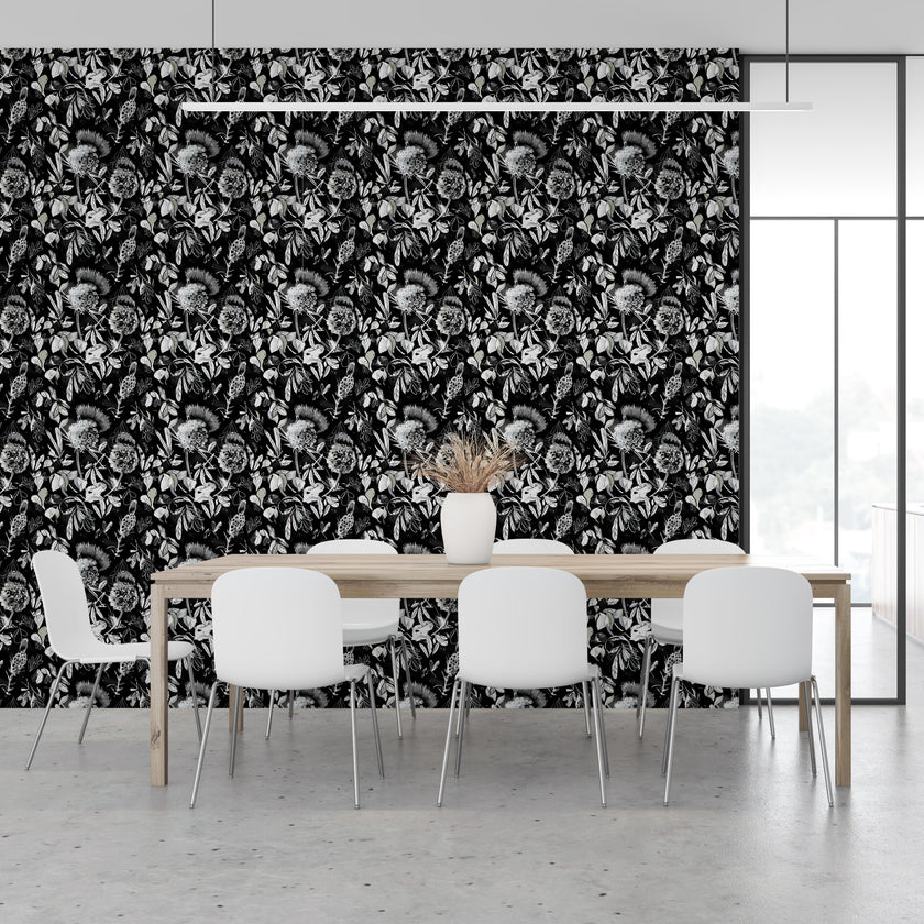 GDSL5020 Thistle Premium Peel and Stick Wallpaper Panel 26 inch Wide in Black White