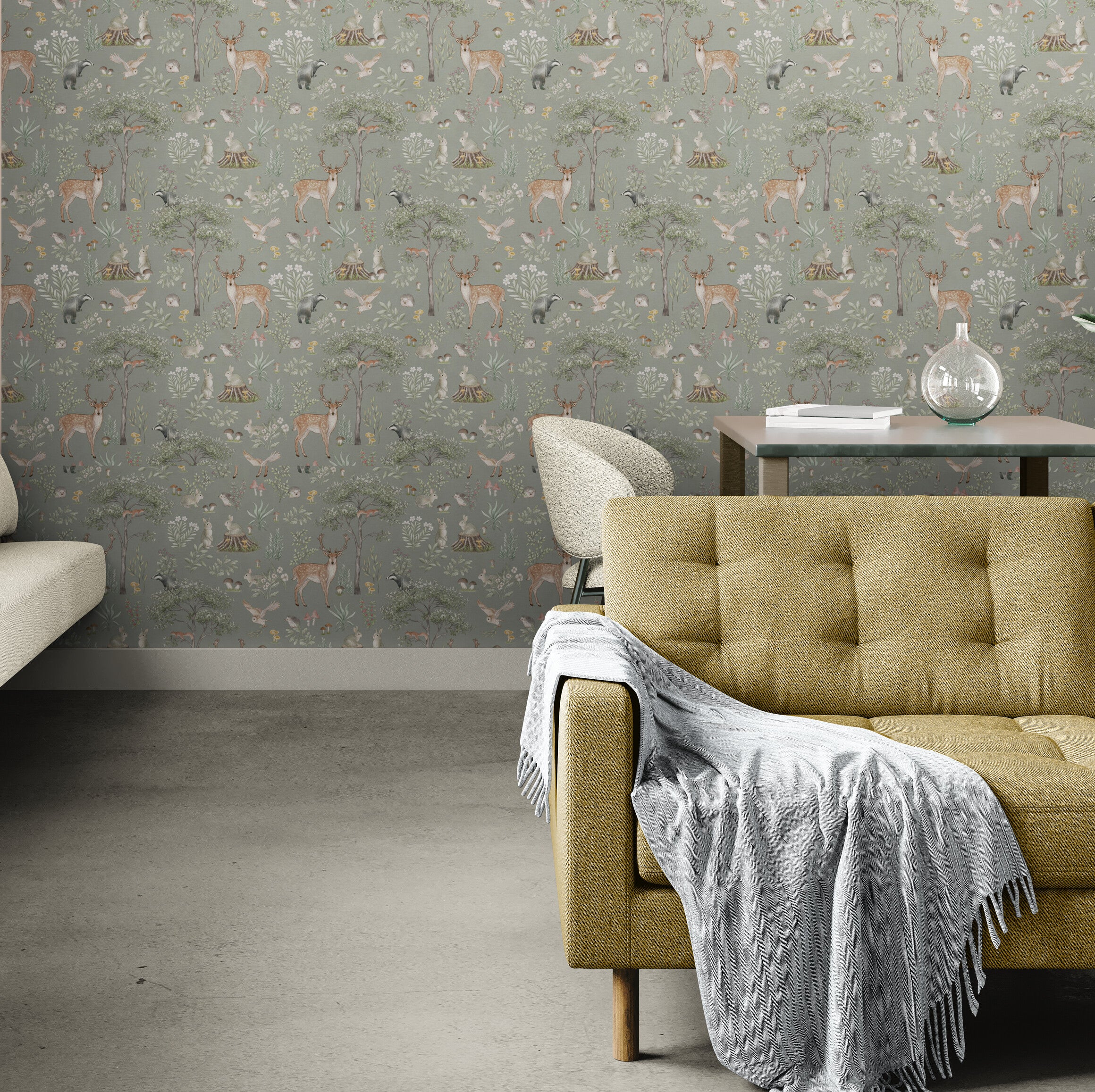 GDSE3273 Fantastic Forest Wallpaper Premium Peel and Stick Material 26in Wide x 9 ft. Vintage Green