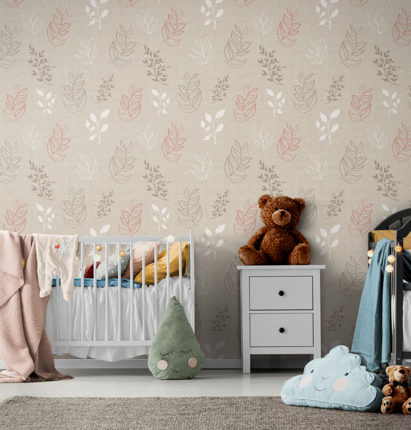 GW5020 Botanical Fronds Wallpaper Roll 19 inch Wide x 18 ft. Long in Brown Gray Tan