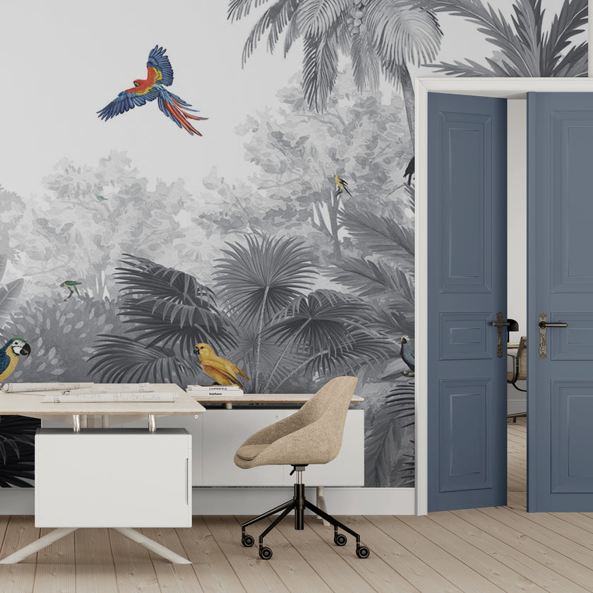GDSE3030 Canopy Jungle Wallpaper Mural Premium Peel and Stick Material 26in Wide x 9 ft. Gray