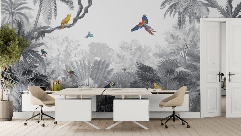 GDSE3030 Canopy Jungle Wallpaper Mural Premium Peel and Stick Material 26in Wide x 9 ft. Gray