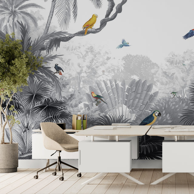 GDSE3030 Canopy Jungle Wallpaper Mural Premium Peel and Stick Material 26in Wide x 9 ft. Gray