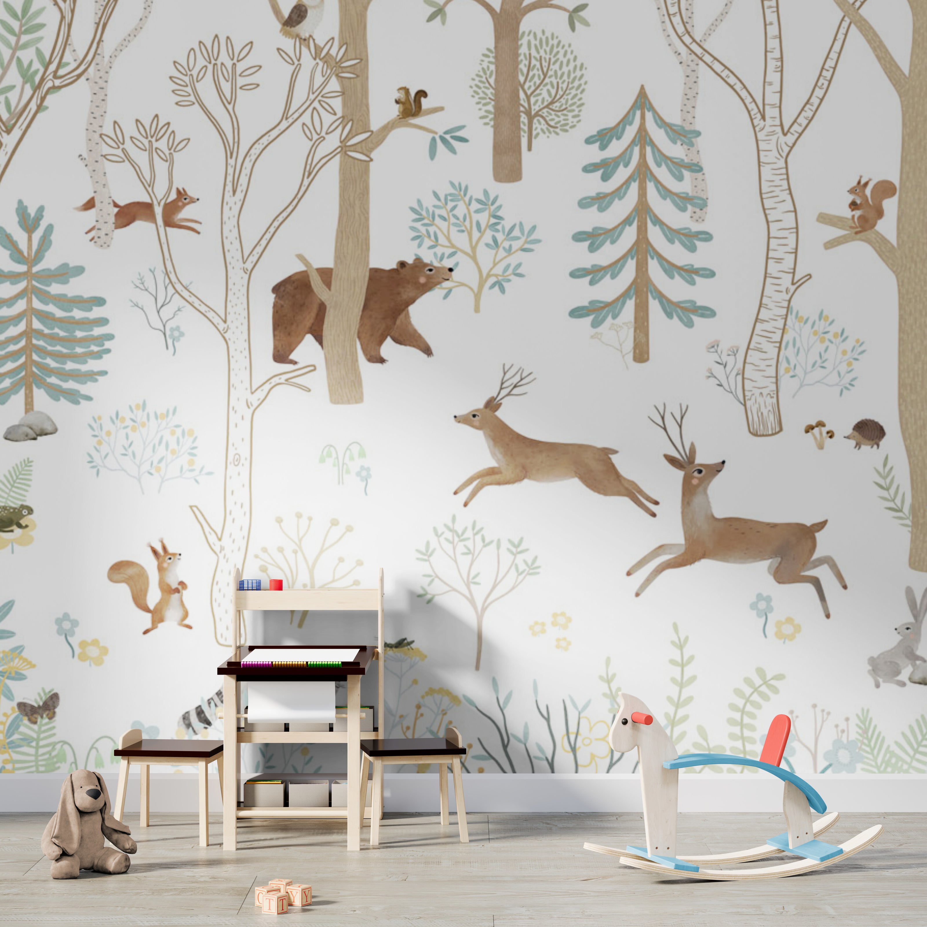 GDSE3630 Frisky Forest Wallpaper Mural Premium Peel and Stick Material 26in Wide x 9 ft. Blue