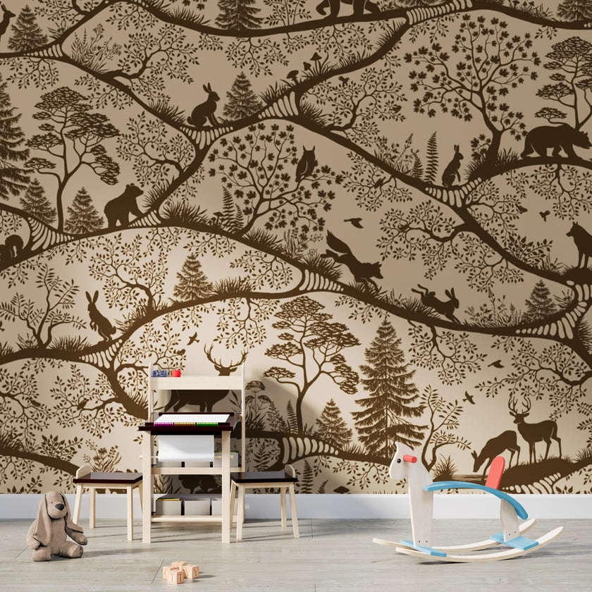GDSE3660 Nordic Nature Mural Wallpaper Mural Premium Peel and Stick Material 26in Wide x 9 ft. Beige Brown