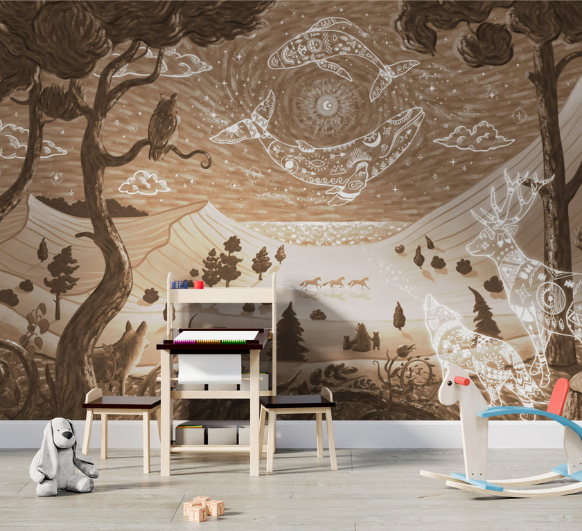 GDSE3750 Spirit Night Wallpaper Mural Premium Peel and Stick Material 26in Wide x 9 ft. Brown Tan