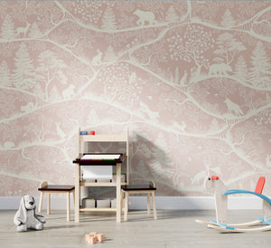 GDSE3721 Nordic Nature Wallpaper Mural Premium Peel and Stick Material 26in Wide x 9 ft. Pink White