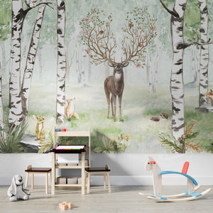 GDSE3001 Amazing Antlers Summer Wallpaper Mural, Premium Peel and Stick Material 26in Wide x 9 ft. Multi-colored