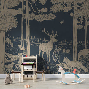 GDSE3089 Monochrome Forest Wallpaper Premium Peel and Stick Material 26in Wide x 9 ft. Pink