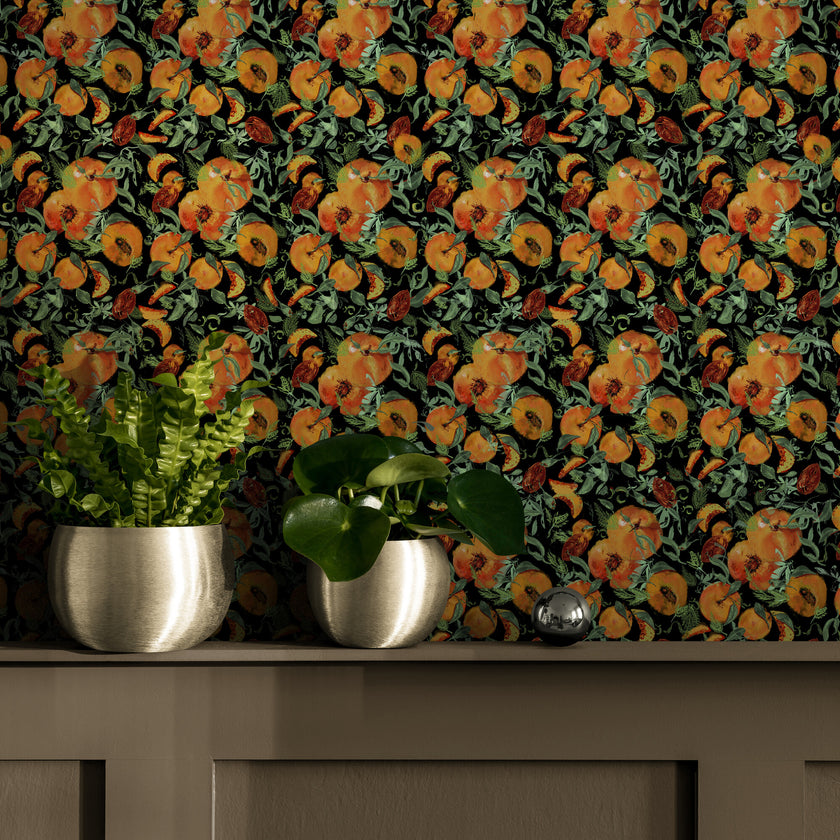 GDSL5030 Peaches Premium Peel and Stick Wallpaper Panel 26 inch Wide in Orange Green Tan
