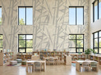 GE5102 Bamboo Serenity beige gray mural in a modern school library