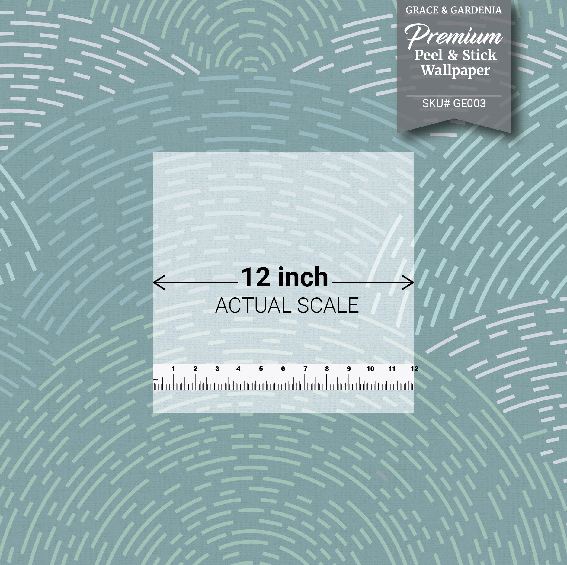 GE0003 Radial Escape Grace & Gardenia Endless Mural Teal