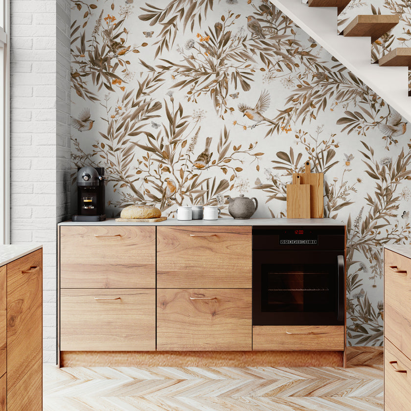 GDSE3190 Playful Robin Wallpaper Premium Peel and Stick Material 26in Wide x 6ft, 9 ft, 12ft, White