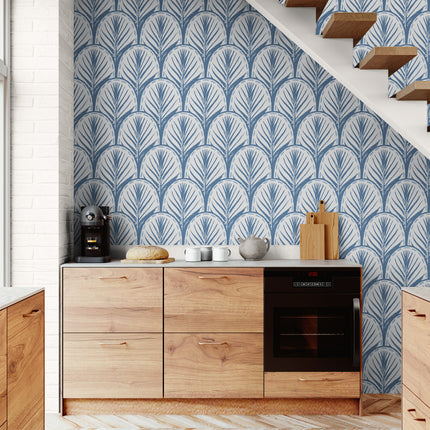 GDP5002 Fallen Feathers Premium Peel and Stick Wallpaper Panel 6 Ft High x 26 Wide in Muted Navy Soft Blue