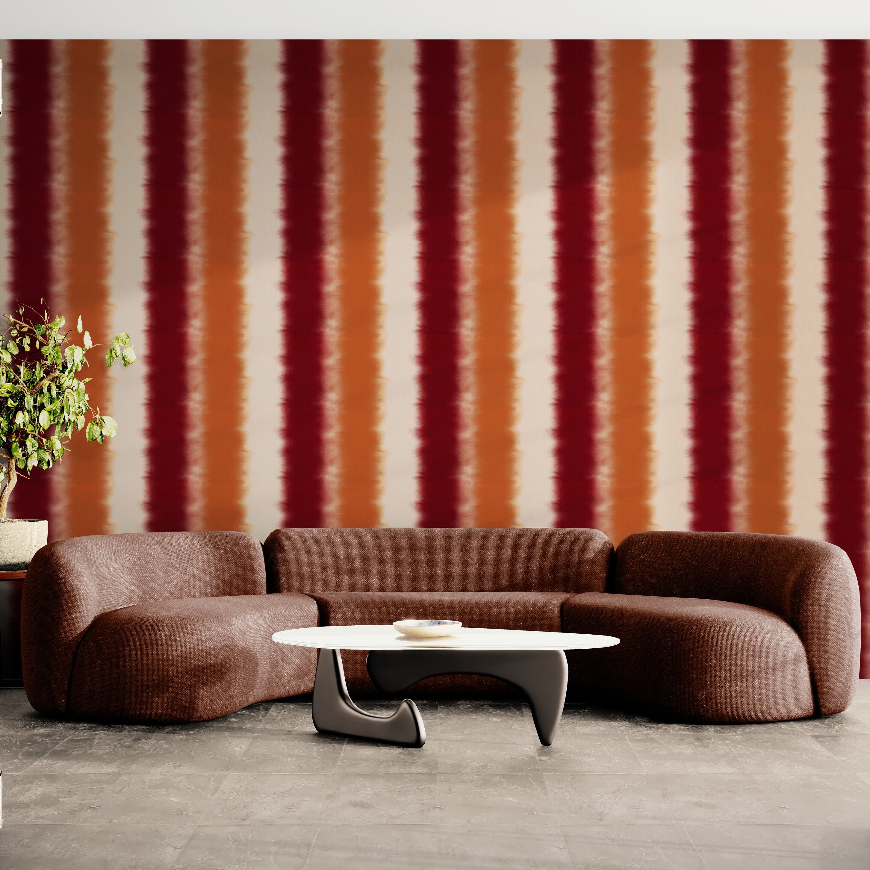 GP6030 Ombré Watercolor Stripe Premium Peel and Stick Wallpaper Panel 6 Ft High x 26 Wide in Deep Crimson