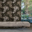 GDM0020 Marina Makaron Designs Paisley in Black Gray Off White Wallpaper Panel 26 inch Wide x 6ft, 9ft, and 12ft Long