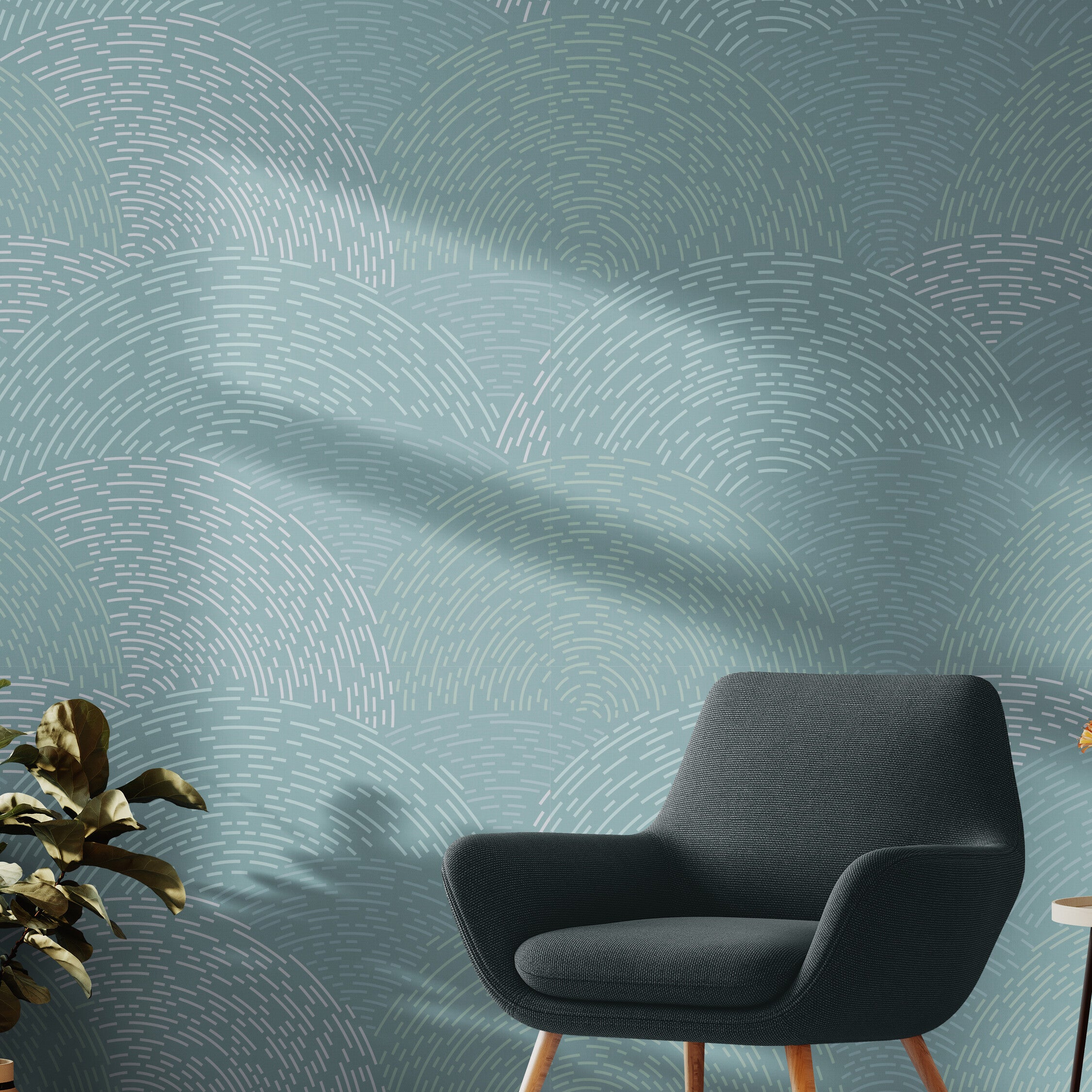 GE0003 Radial Escape Grace & Gardenia Endless Mural Teal
