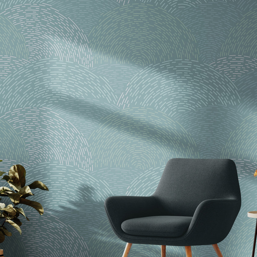 GE0003 Radial Escape Grace & Gardenia Endless Mural Teal