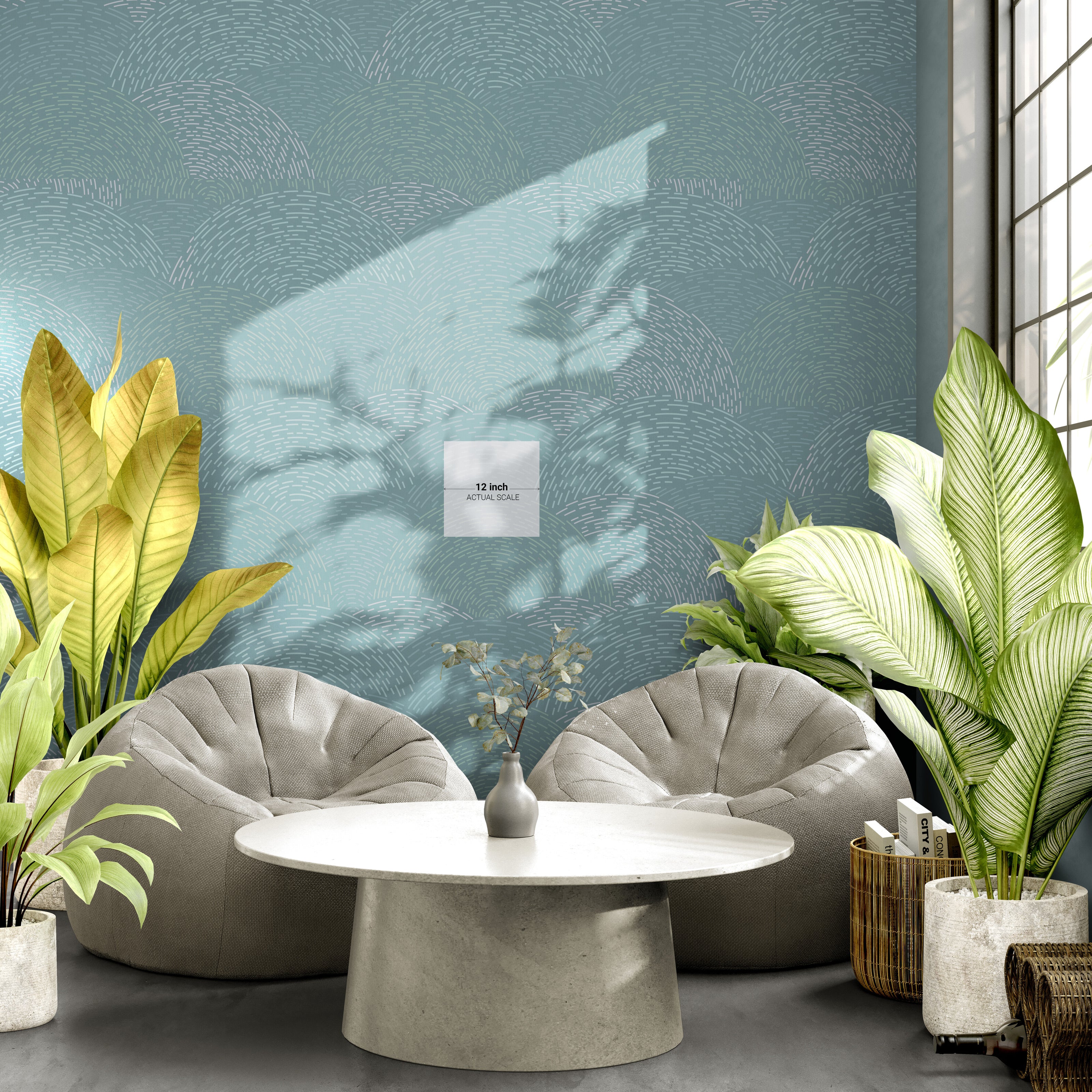 GE0003 Radial Escape Grace & Gardenia Endless Mural Teal