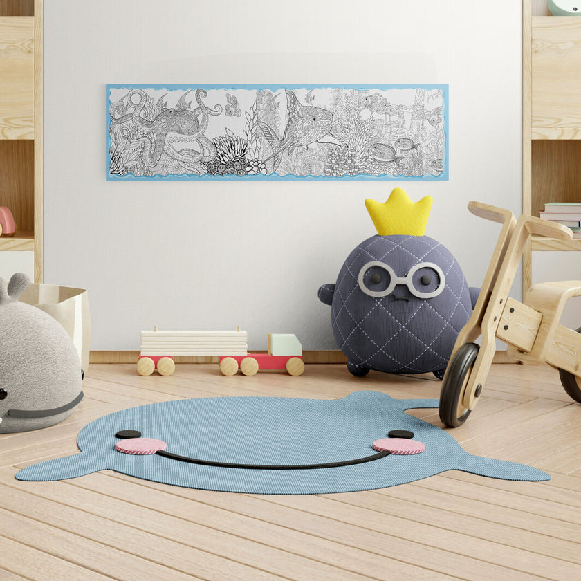 GA3001 Coloring Pages Ocean World  Peel & Stick Wall Art Teal Black 15in (W) x 52in (H)