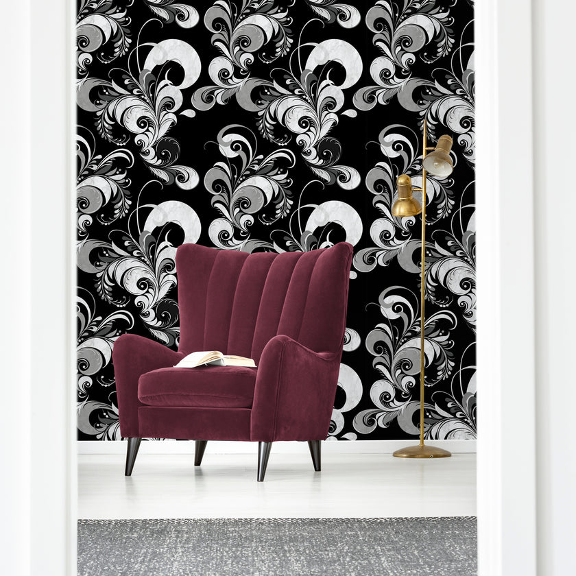 GDM0022 Marina Makaron Designs Paisley in Teal Wallpaper Panel 26 inch Wide x 6ft, 9ft, and 12ft Long