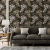 GDM0020 Marina Makaron Designs Paisley in Black Gray Off White Wallpaper Panel 26 inch Wide x 6ft, 9ft, and 12ft Long