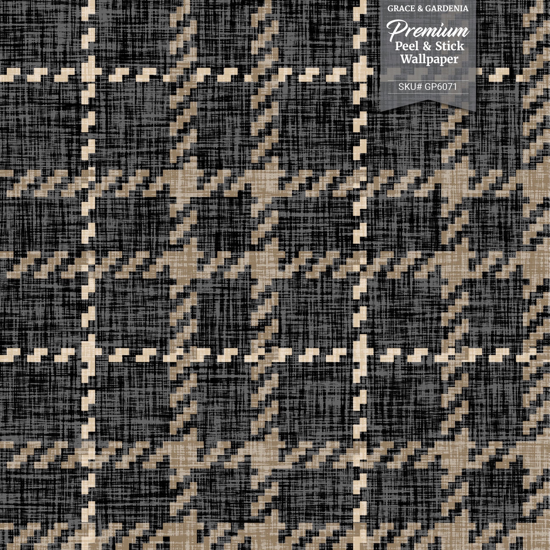 GP6071 Chunky Plaid Premium Peel and Stick Wallpaper Panel 6 Ft High x 26 Wide in Vintage Brown