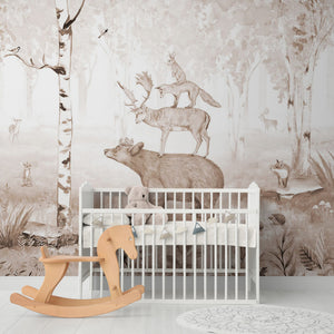 GDSE3021 Bear King Wallpaper Mural, Premium Peel and Stick Material 26in Wide x 9 ft. Brown