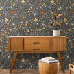 GP5012 Folk Floral Wallpaper Panels in Rustic Brown