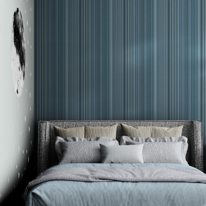 GP6001 Barcode Stripe Wallpaper Panels in Muted Navy