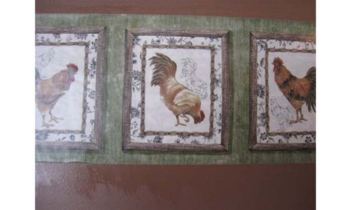 Waverly 5506053 Framed Rooster in Weathered Wood Wallpaper Border , Brown