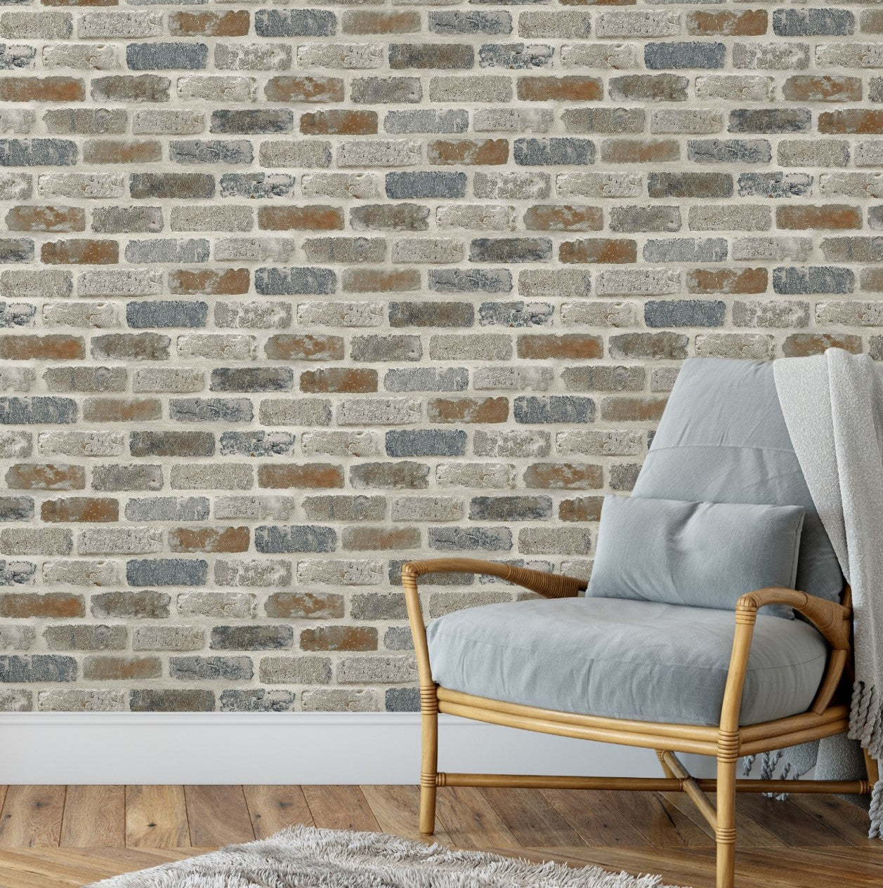 SV5450 Tan Brick Wallpaper Peel & Stick Tan / Gray / Light Brown